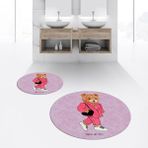 Viyana Home Dijital Baskılı Kaymaz Yıkanabilir Yuvarlak Ikili Banyo Paspas Klozet Takımı, V-Y-Klozet-34-Pembe, - Renkli