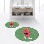 Viyana Home Dijital Baskılı Kaymaz Yıkanabilir Yuvarlak Ikili Banyo Paspas Klozet Takımı, V-Y-Klozet-34-Yeşil, - Renkli