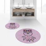 Viyana Home Dijital Baskılı Kaymaz Yıkanabilir Yuvarlak Ikili Banyo Paspas Klozet Takımı, V-Y-Klozet-35-Pembe, - Renkli