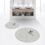 Viyana Home Dijital Baskılı Kaymaz Yıkanabilir Yuvarlak Ikili Banyo Paspas Klozet Takımı, V-Y-Klozet-36-Gri, - 40 x 60 cm - 60 x 100 cm