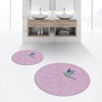 Viyana Home Dijital Baskılı Kaymaz Yıkanabilir Yuvarlak Ikili Banyo Paspas Klozet Takımı, V-Y-Klozet-36-Pembe, - Renkli