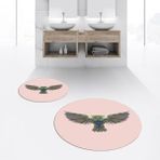 Viyana Home Dijital Baskılı Kaymaz Yıkanabilir Yuvarlak Ikili Banyo Paspas Klozet Takımı, V-Y-Klozet-37-Pembe, - 100 x 60 cm