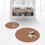 Viyana Home Dijital Baskılı Kaymaz Yıkanabilir Yuvarlak Ikili Banyo Paspas Klozet Takımı, V-Y-Klozet-38-Kahve, - Renkli