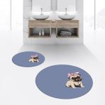 Viyana Home Dijital Baskılı Kaymaz Yıkanabilir Yuvarlak Ikili Banyo Paspas Klozet Takımı, V-Y-Klozet-38-Mavi, - Renkli