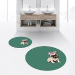 Viyana Home Dijital Baskılı Kaymaz Yıkanabilir Yuvarlak Ikili Banyo Paspas Klozet Takımı, V-Y-Klozet-38-Yeşil, - Renkli