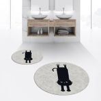 Viyana Home Dijital Baskılı Kaymaz Yıkanabilir Yuvarlak Ikili Banyo Paspas Klozet Takımı, V-Y-Klozet-39-Gri, - 40 x 60 cm - 60 x 100 cm