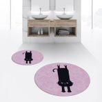 Viyana Home Dijital Baskılı Kaymaz Yıkanabilir Yuvarlak Ikili Banyo Paspas Klozet Takımı, V-Y-Klozet-39-Pembe, - Renkli