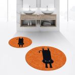 Viyana Home Dijital Baskılı Kaymaz Yıkanabilir Yuvarlak Ikili Banyo Paspas Klozet Takımı, V-Y-Klozet-39-Turuncu, - Renkli