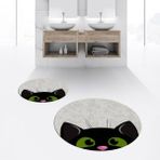 Viyana Home Dijital Baskılı Kaymaz Yıkanabilir Yuvarlak Ikili Banyo Paspas Klozet Takımı, V-Y-Klozet-40-Gri, - Renkli