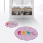 Viyana Home Dijital Baskılı Kaymaz Yıkanabilir Yuvarlak Ikili Banyo Paspas Klozet Takımı, V-Y-Klozet-41-Pembe, - Renkli