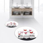 Viyana Home Dijital Baskılı Kaymaz Yıkanabilir Yuvarlak Ikili Banyo Paspas Klozet Takımı, V-Y-Klozet-42-Beyaz, - Renkli