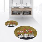 Viyana Home Dijital Baskılı Kaymaz Yıkanabilir Yuvarlak Ikili Banyo Paspas Klozet Takımı, V-Y-Klozet-42-Kahve, - Renkli