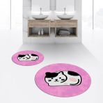 Viyana Home Dijital Baskılı Kaymaz Yıkanabilir Yuvarlak Ikili Banyo Paspas Klozet Takımı, V-Y-Klozet-43-Pembe, - Renkli