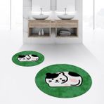Viyana Home Dijital Baskılı Kaymaz Yıkanabilir Yuvarlak Ikili Banyo Paspas Klozet Takımı, V-Y-Klozet-43-Yeşil, - 40 x 60 cm - 60 x 100 cm