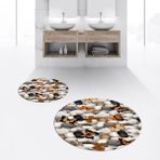 Viyana Home Dijital Baskılı Kaymaz Yıkanabilir Yuvarlak Ikili Banyo Paspas Klozet Takımı, V-Y-Klozet-44-Kahve, - Renkli