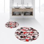 Viyana Home Dijital Baskılı Kaymaz Yıkanabilir Yuvarlak Ikili Banyo Paspas Klozet Takımı, V-Y-Klozet-44-Kırmızı, - Renkli