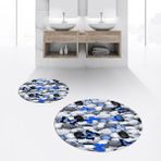 Viyana Home Dijital Baskılı Kaymaz Yıkanabilir Yuvarlak Ikili Banyo Paspas Klozet Takımı, V-Y-Klozet-44-Mavi, - Renkli