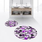 Viyana Home Dijital Baskılı Kaymaz Yıkanabilir Yuvarlak Ikili Banyo Paspas Klozet Takımı, V-Y-Klozet-44-Mor, - Renkli