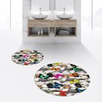 Viyana Home Dijital Baskılı Kaymaz Yıkanabilir Yuvarlak Ikili Banyo Paspas Klozet Takımı, V-Y-Klozet-44-Renkli, - 40 x 60 cm - 60 x 100 cm
