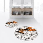 Viyana Home Dijital Baskılı Kaymaz Yıkanabilir Yuvarlak Ikili Banyo Paspas Klozet Takımı, V-Y-Klozet-45-Kahve, - Renkli