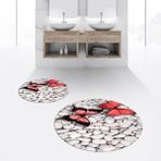 Viyana Home Dijital Baskılı Kaymaz Yıkanabilir Yuvarlak Ikili Banyo Paspas Klozet Takımı, V-Y-Klozet-45-Kırmızı, - Renkli