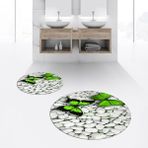 Viyana Home Dijital Baskılı Kaymaz Yıkanabilir Yuvarlak Ikili Banyo Paspas Klozet Takımı, V-Y-Klozet-45-Yeşil, - Renkli