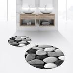 Viyana Home Dijital Baskılı Kaymaz Yıkanabilir Yuvarlak Ikili Banyo Paspas Klozet Takımı, V-Y-Klozet-46-Gri, - 40 x 60 cm - 60 x 100 cm