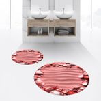 Viyana Home Dijital Baskılı Kaymaz Yıkanabilir Yuvarlak Ikili Banyo Paspas Klozet Takımı, V-Y-Klozet-47-Kırmızı, - Renkli