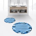 Viyana Home Dijital Baskılı Kaymaz Yıkanabilir Yuvarlak Ikili Banyo Paspas Klozet Takımı, V-Y-Klozet-47-Mavi, - 40 x 60 cm - 60 x 100 cm