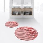 Viyana Home Dijital Baskılı Kaymaz Yıkanabilir Yuvarlak Ikili Banyo Paspas Klozet Takımı, V-Y-Klozet-48-Kırmızı, - 40 x 60 cm - 60 x 100 cm