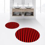 Viyana Home Dijital Baskılı Kaymaz Yıkanabilir Yuvarlak Ikili Banyo Paspas Klozet Takımı, V-Y-Klozet-50-Kırmızı, - 40 x 60 cm - 60 x 100 cm