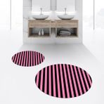 Viyana Home Dijital Baskılı Kaymaz Yıkanabilir Yuvarlak Ikili Banyo Paspas Klozet Takımı, V-Y-Klozet-50-Pembe, - Renkli