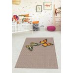 Viyana Home VHÇ-HY-1367 Dijital Baskılı Kaymaz Taban Modern Kelebekli Kahverengi 40x60 cm Çocuk Odası Halısı