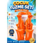 viyol marketim Çocuk Yüzme Öğrenme Seti – Kolluk ve Can Yeleği 2'Li Havuz Deniz Seti (3-6 Yaş)