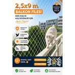 viyol marketim Kedi Balkon Filesi 2,5x9m – Kuş Balkon Filesi, UV Dayanıklı Kedi Güvenlik Filesi, Kanca Dübel Dahil