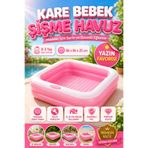 viyol marketim Mini Kare Şişme Çocuk Havuzu 86x86x25 cm – Şişme Tabanlı Ev Bahçe Balkon Havuzu