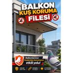 viyolmarketim 2x6 m Balkon Kuş Koruma Filesi | 12’li Montaj Seti Dahil | UV Dayanıklı Kedi Güvenlik Ağı