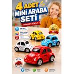 viyolmarketim 4’lü Mini Vosvos Oyuncak Araba Seti – Metal Çek Bırak, Renkli Araba Modelleri