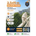 viyolmarketim Balkon Filesi 2,5x10 Metre Bahçe Balkon Filesi Kedi Kuş Önleme Güvenlik Ağı