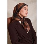 Vizon Noktalı Kareli Twill İpek Eşarp