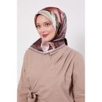Vizon Soyut Ebruli Desen Twill İpek Eşarp