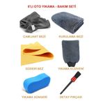Vizyon Park 6'Lı Mikrofiber Oto Yıkama Seti Kurulama Bezi Cam Bezi Güderi Oto Eldiven Oto Sünger Detay Fırçası