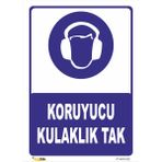 Vizyon Trafik Koruyucu Kulaklık Tak Levhası - Sticker - 15X21 cm - Tekli