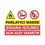 Vizyon Trafik Parlayıcı Madde-Sigara Içilmez Açık Alev Yasaktır Levhası - Galvaniz Saç 0,4 mm - 70 x 100 cm