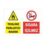 Vizyon Trafik Tehlike Parlayıcı Madde-Sigara Içilmez Levhası - Galvaniz Saç 0,4 mm - 70 x 100 cm