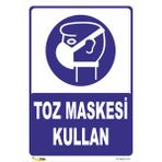 Vizyon Trafik Toz Maskesi Kullan Levhası - Galvaniz Saç 0.4mm - 25X35 cm - Tekli