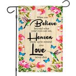 VKNDesigns Heaven Show Up To Remind You Love Never Dies - Sinek Kuşu ve Çiçek Tasarımı - Renkli Yaşam Bahçe Bayrağı - 12 x 18 Yard Dekoru