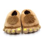 VKTY Erkek Bigfoot Kürklü Canavar Yenilik Terlikleri, Kürklü Canavar Macera Terlikleri Yetişkinler için Rahat Sıcak Hobbit Ayak Terliği, kahverengi, Large Wide