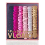 VLOMOT 6 Parça Set%100 Saf Dut İpek Saç Scrunchies İpek Saç Bağları 6 Şık Renkli Günlük Skinny Scrunchies İpek At Kuyruğu Tutucular Saç Bakımı Hasar Vermez (Canlı Pembe)