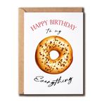 VLPGifts Happy Birthday To My Everything Kartı - Komik Simit Kartı - Yıldönümü Pun Kartı - Yiyecek Kelime Oyunları Tebrik Kartı - Onun İçin Kart, Beyaz